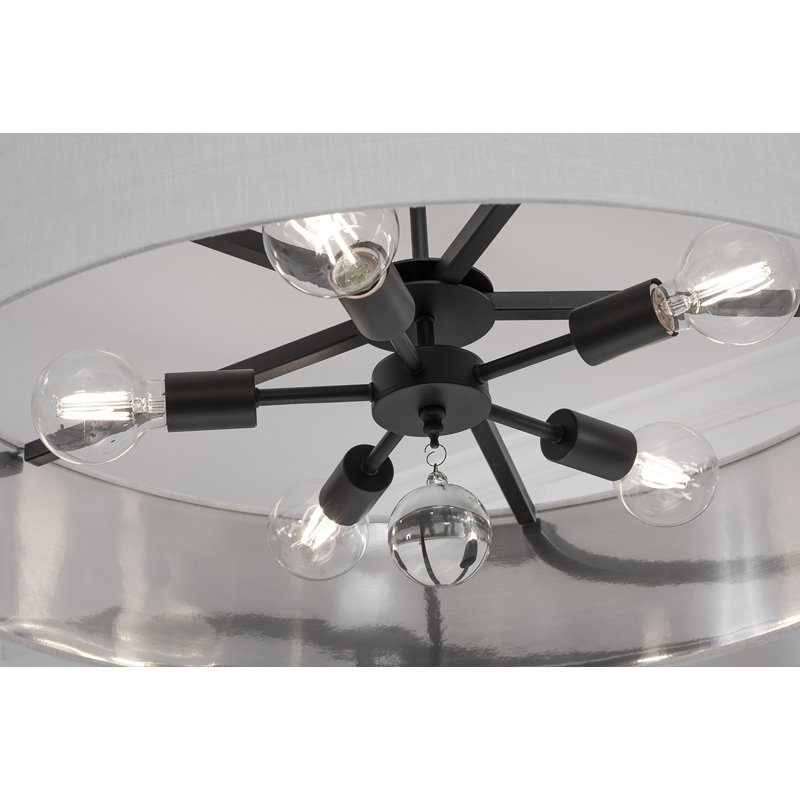 Luminaire suspendu Woodvale - 30 po, Noir, Blanc / argent
