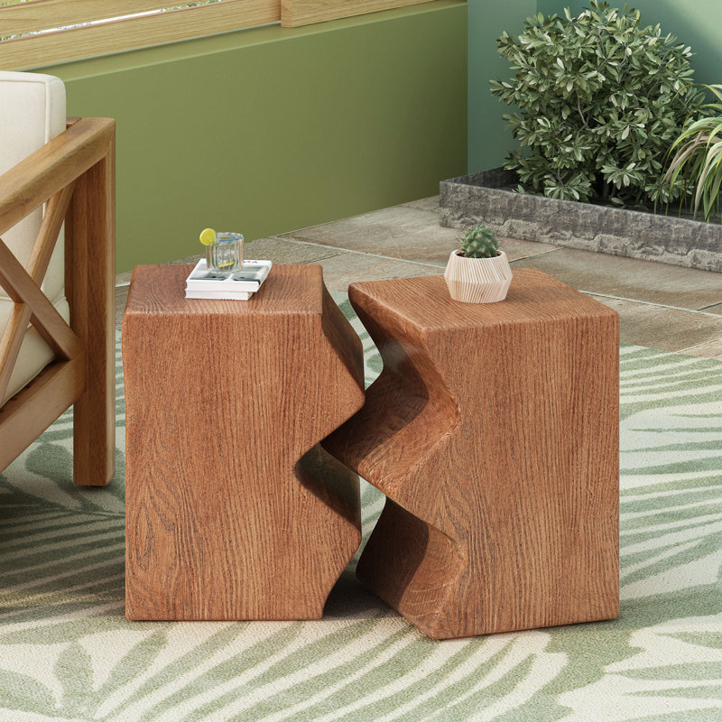 Table d'appoint MGO, ensemble de 2 tables d'appoint rectangulaires d'extérieur, tabourets de jardin décoratifs pour l'extérieur intérieur, table d'appoint, table d'appoint de patio, table de bout gigogne