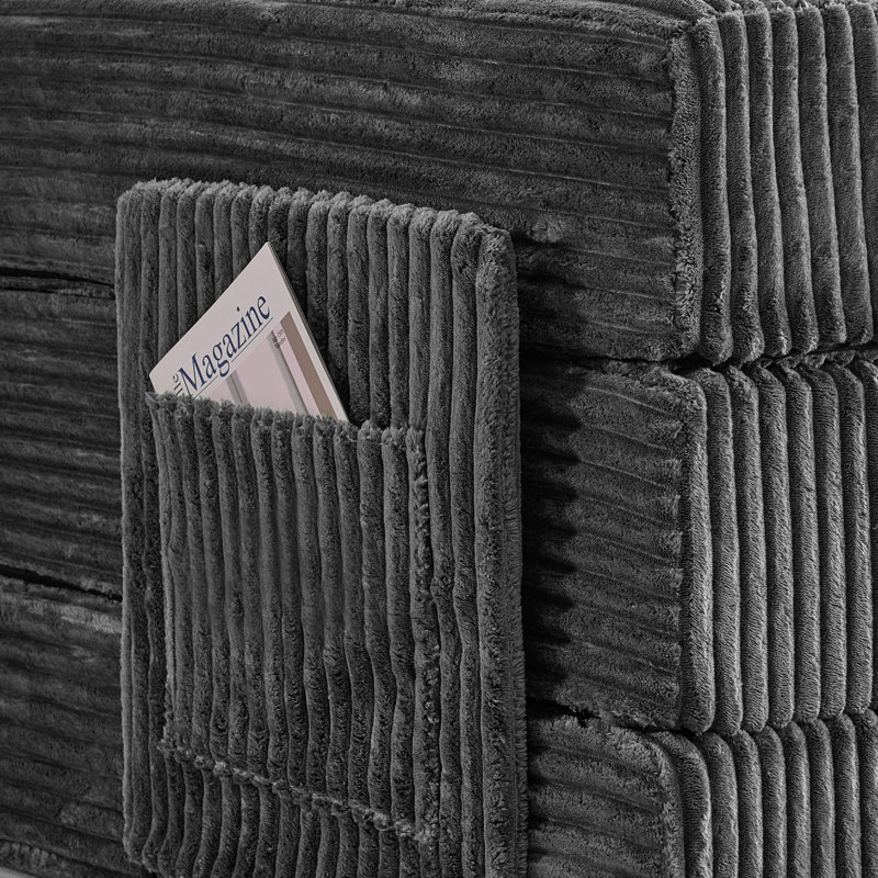 Canapé convertible modulable en velours côtelé 71 po Sisler, sans assemblage requis, avec poches de rangement et canapé-lit