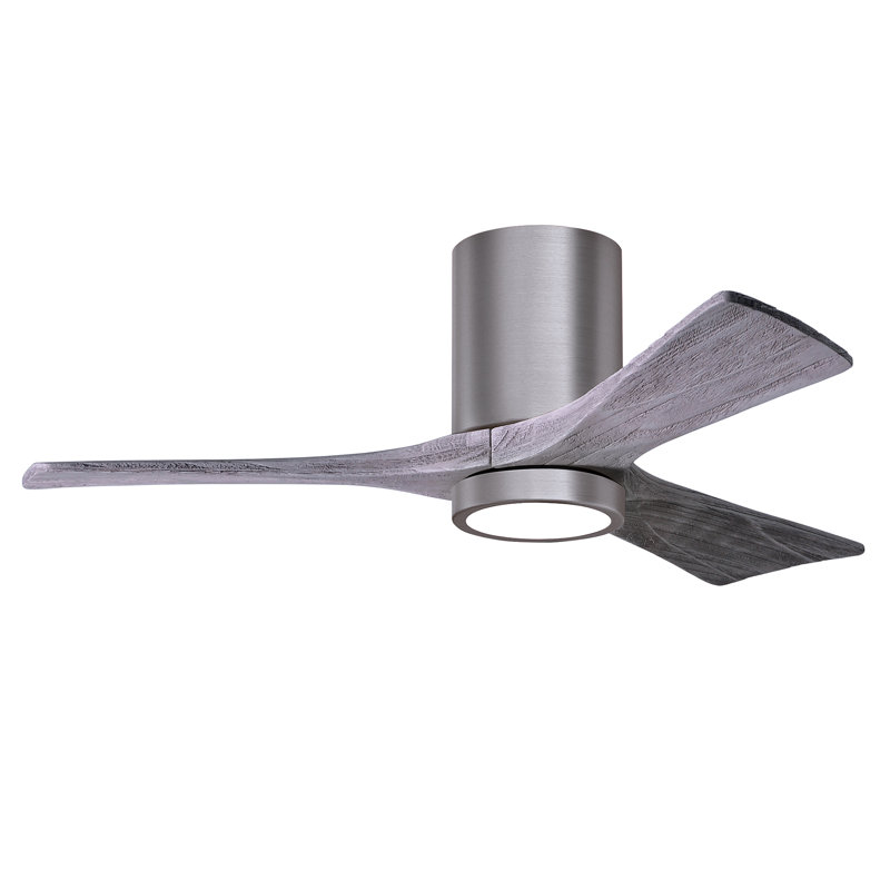 Irene LED Ceiling Fan, Gloss White, Barn Wood Tone, 52"