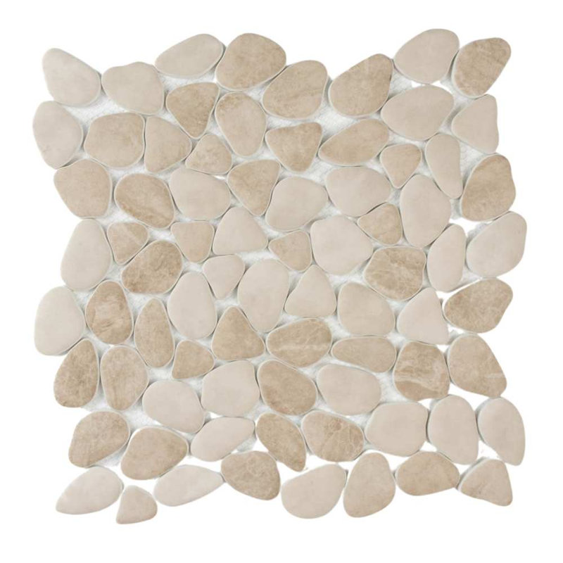 Huron Glass Pebbles Mosaic Tile, Sand Stone