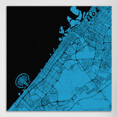 « dubaï », impression sur toile tendue, H 26 po x l 26 po x P 1,5 po, Toile tendue, Pas de tapis
