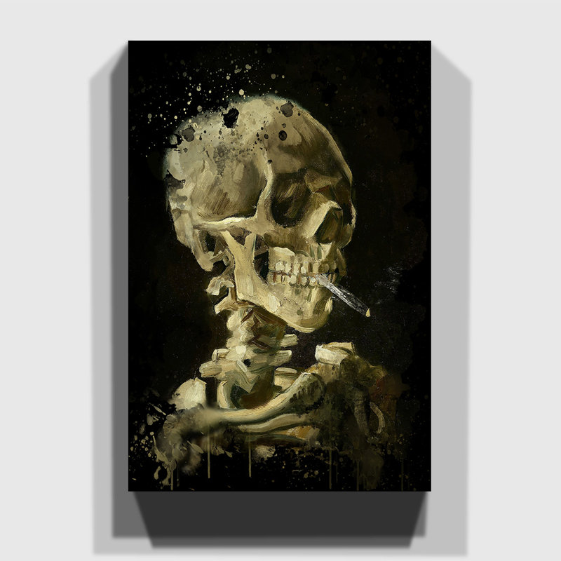 Cigarette with Skull by Vincent Van Gogh - Wrapped Canvas, 76cm H x 50cm W