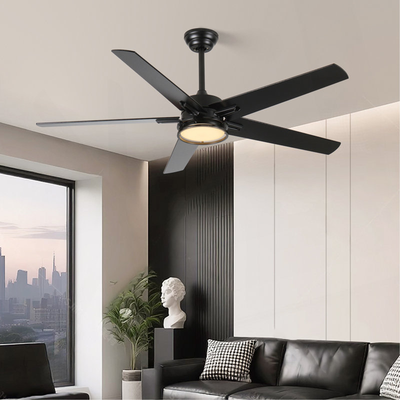 Ventilateurs de plafond 52 po avec lumières, ventilateur de plafond noir moderne avec télécommande, ventilateur de maison de campagne, lumière DEL brillante.