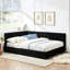 Lit de jour double avec revêtement en velours noir et tissu d'ameublement pour chambre