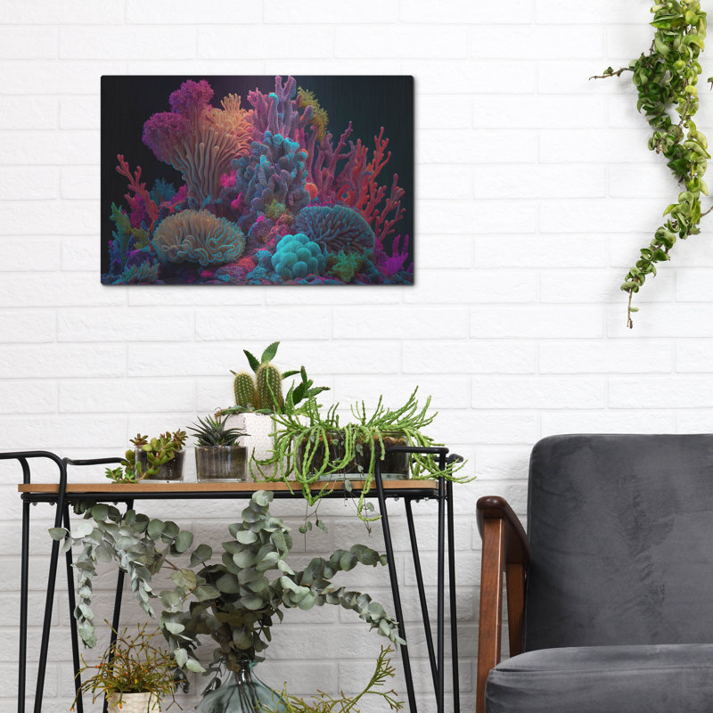 «Colorful Corals», art mural en métal, H 12 po x l 16 po