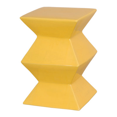 Zigzag 18"H Handcrafted Ceramic Garden Stool