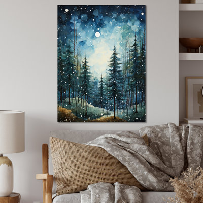 Winter Snowy Evergreen I - Paysages, art mural en métal, salon