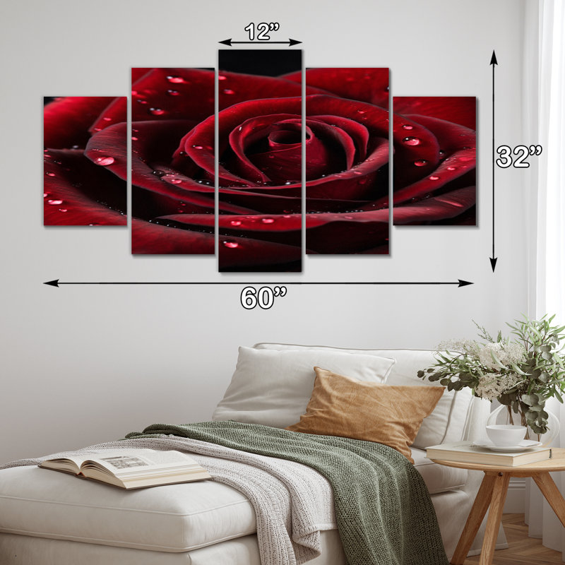 Frisby - impression sur toile florale - 5 panneaux