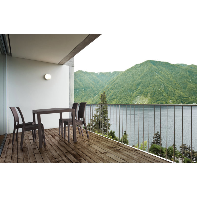 Tomosuke Stacking Patio Dining Side Chair, Brown
