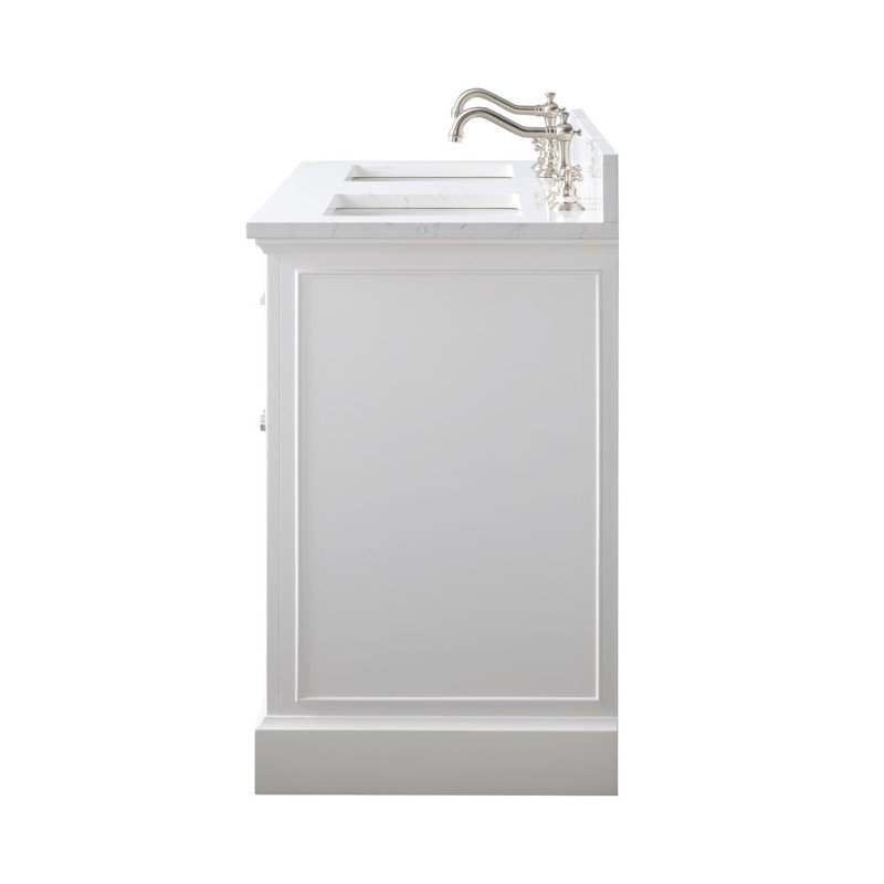 Thompson 54" W Double Bathroom Vanity, White/Brushed Nickel