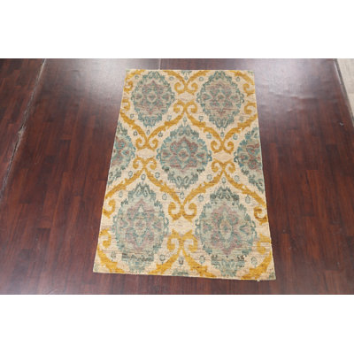 Tapis oriental abstrait Oushak noué à la main 5 x 8