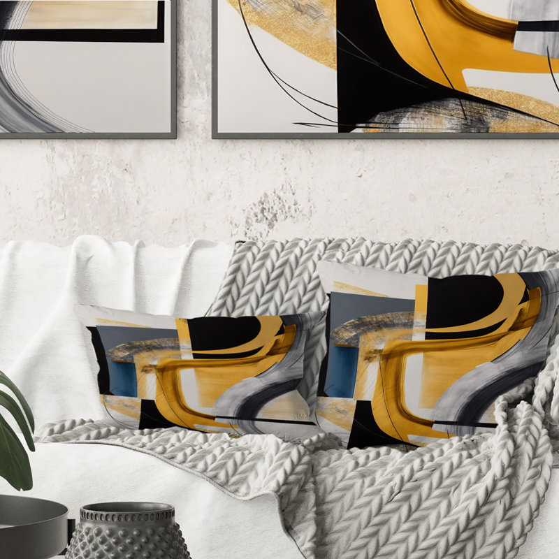 Coussin Glam Gold and Black Expression IV - Abstract Spirals