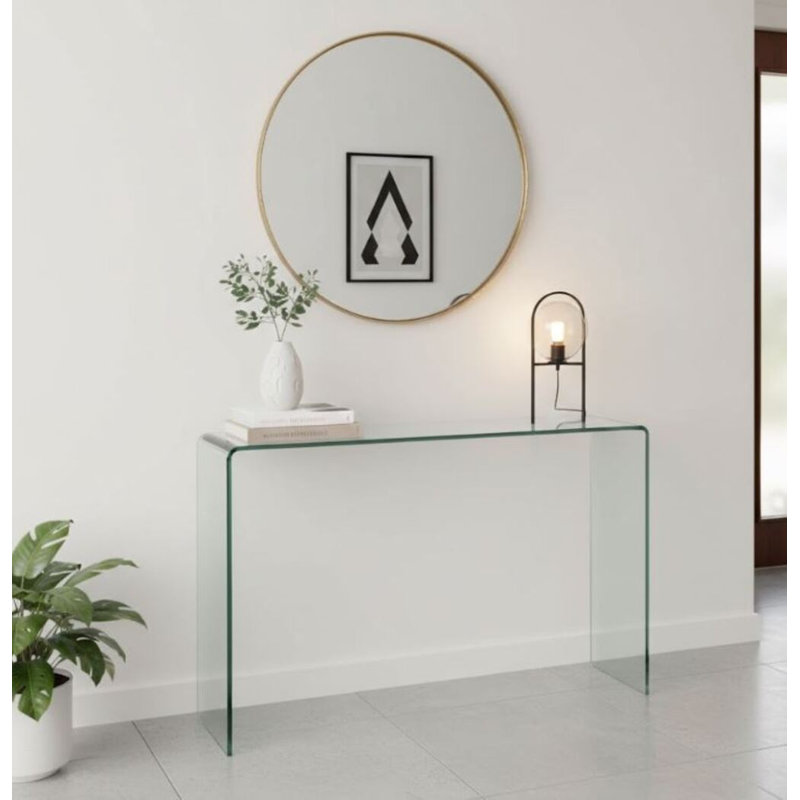 Gardenia Waterfall Glass Console Table, 30" H x 36" W x 8" D