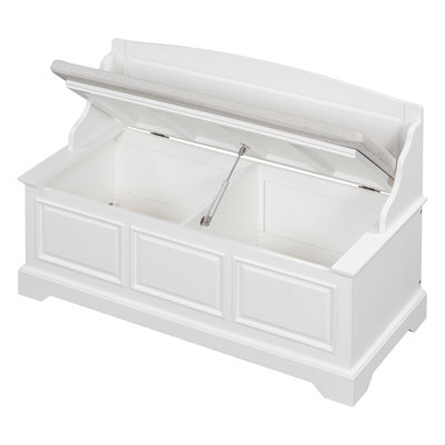 41.7" Retro Shoe Storage Bench With Safe Soft-Close Devices And Cushion