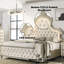 Grand lit avec tête de lit à DEL en velours beige et texture confortable