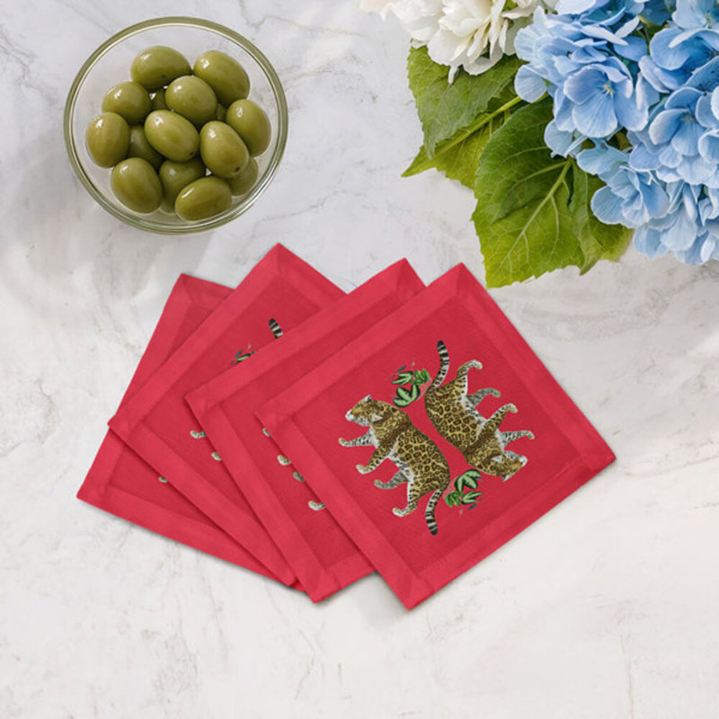 Jewel Square Napkins, Crimson