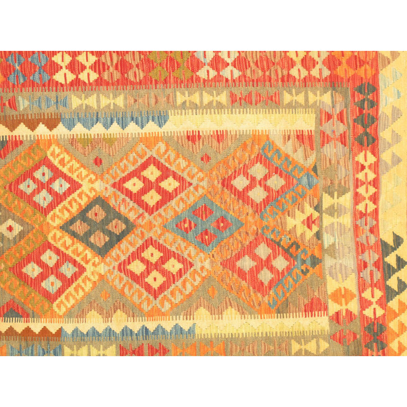 Canvello Kilim Hand-Woven Lamb's Wool Area Rug- 4'9" X 6'6"
