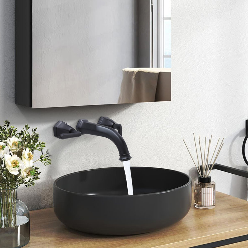 Wall Mounted Optional 2-handle Bathroom Faucet, Matte Black
