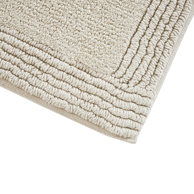 Tapis de bain 100% coton, 3000 g / m², 21 x 34 po, naturel, tapis antidérapant recommandé, coton luxueux et lavable, réversible, texture douce, machine