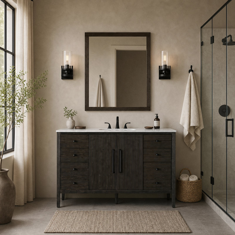 Meuble-lavabo simple 54 po, Chêne chocolat