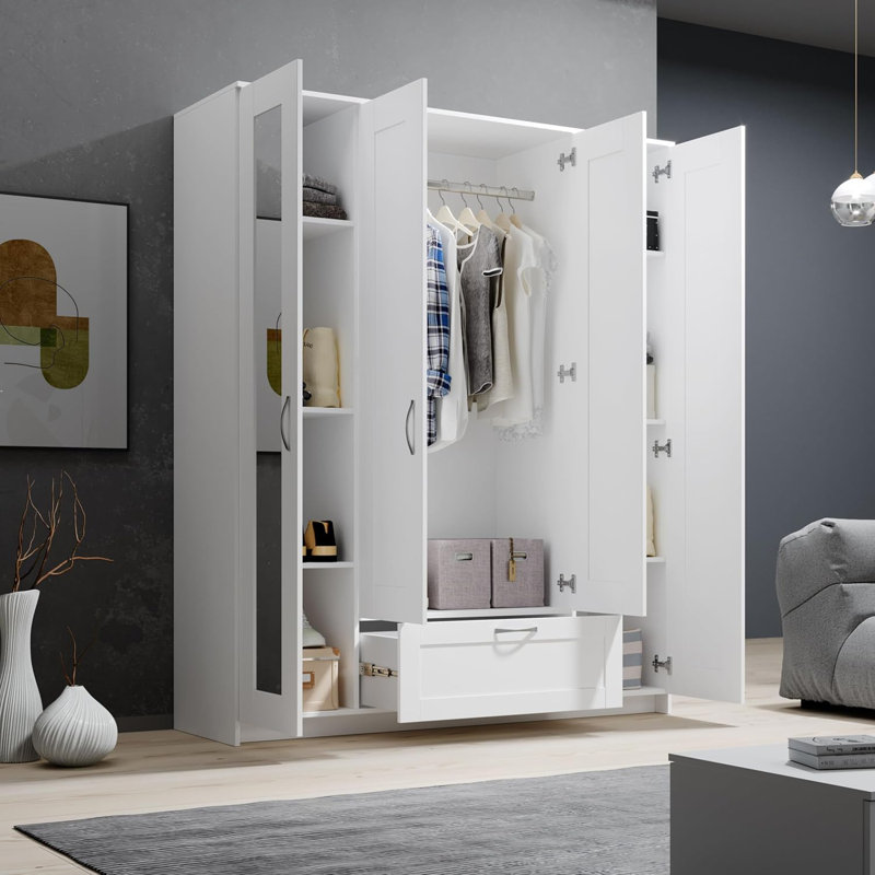 Lepini 4 Door Manufactured Wood Wardrobe