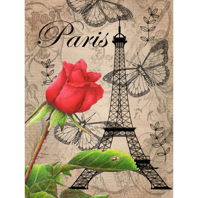 " World Chic Paris Eiffel Tower Postcard With Rose "