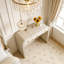 Coiffeuse classique en bois avec miroir rabattable, coiffeuse 3 en 1 avec 2 tiroirs et espace de rangement-1235773867