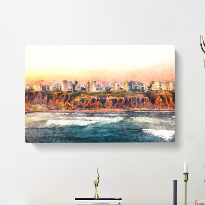 Lima Skyline In Peru - Wrapped Canvas Painting, 50cm H x 76cm W x 3cm D