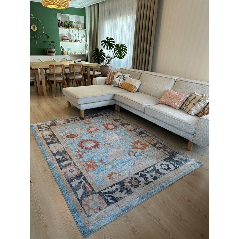 Tapis en coton avec envers antidérapant Lanney, Carré 2 pi 7 po