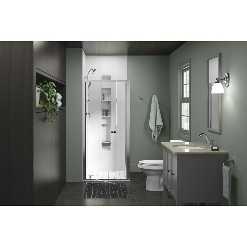 Whiston Pivot Shower Door with Return Panel for Corner Enclosure 36 In. x 36 In. x 74-7/8 In.