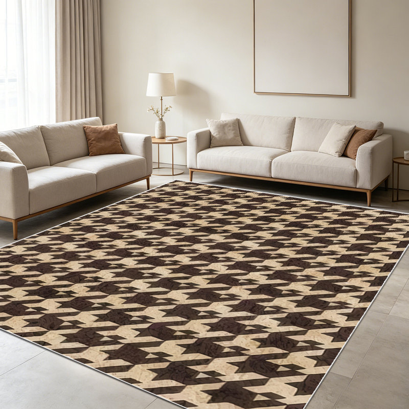 1PC Houndstooth Pattern area rugs for Living Room, Soft and Comfortable, Suitable for all seasons, easy-to-maintain, machine washable Indoor floor mat, Under Table Farmhouse suitable for dining room, bedroom, home office, entryway, patio, hallway,