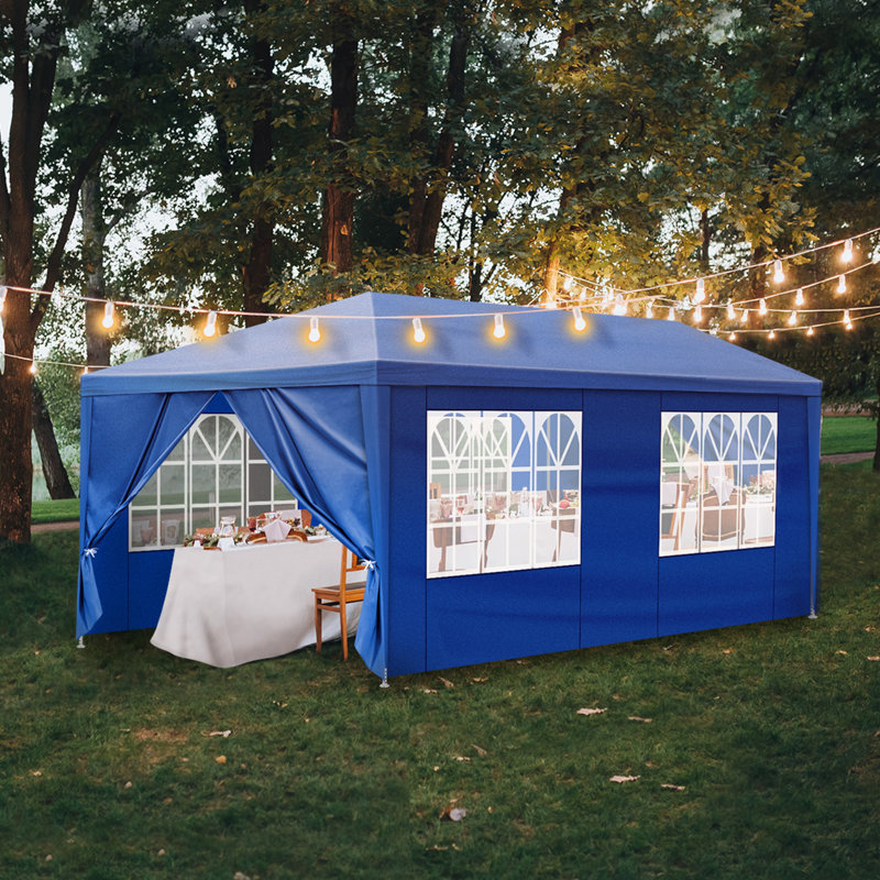 Outdoor Party Tent With Removable Sidewalls, Waterproof Patio Gazebo Canopy With Windows For Wedding Birthday Backyard Events