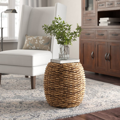 Blaire Handwoven Rattan Drum End Table