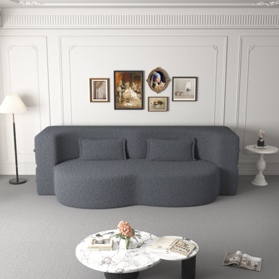Canapé-lit moderne avec 2 coussins, canapé-lit rembourré en mousse convertible, matelas pliant de 15 po, lit d'invité, salle de jeux, aucun assemblage requis, ancien numéro de référence: W1885P190392