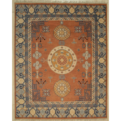 Jade Traditional Rust Hand Knotted Wool Floral Area Rug