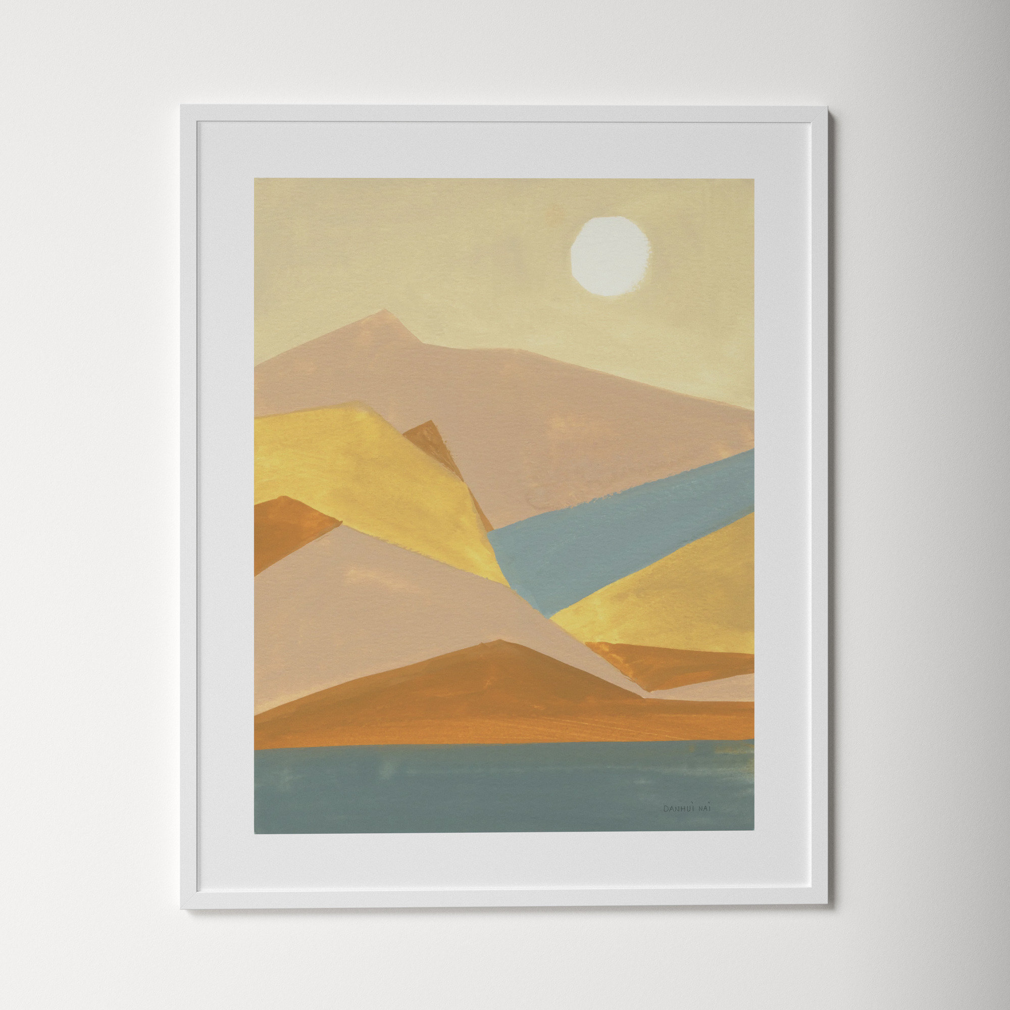 Retro Abstract I Southwest Mountains by Danhui Nai, White Framed Paper, 41.25" H x 33.38" W x 0.88" D