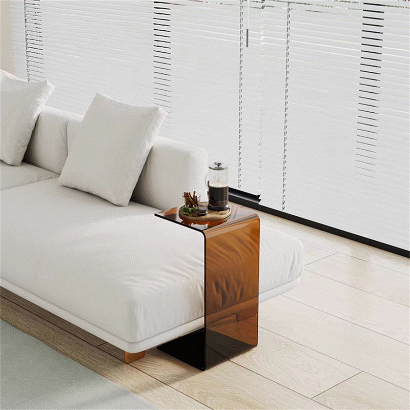Modern Acrylic Side Table - Transparent Minimalist End Table for Living Room & Bedroom, Contemporary Accent Table with Crystal-Clear Design