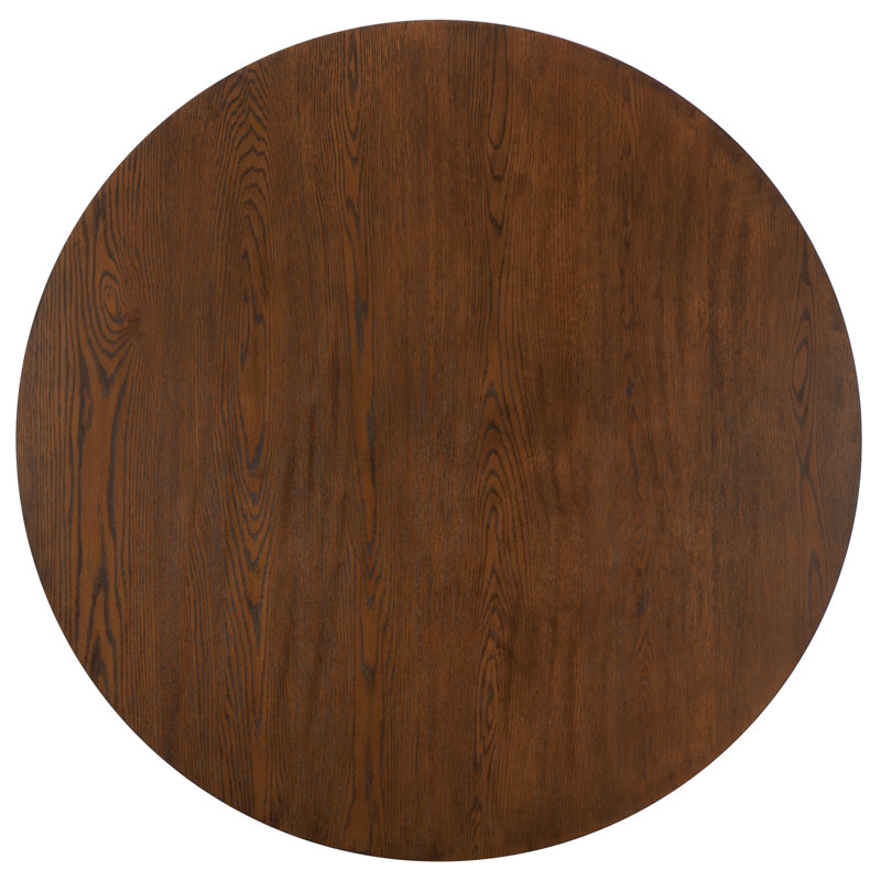 Luis Round Black Oak Wood Dining Table for Six
