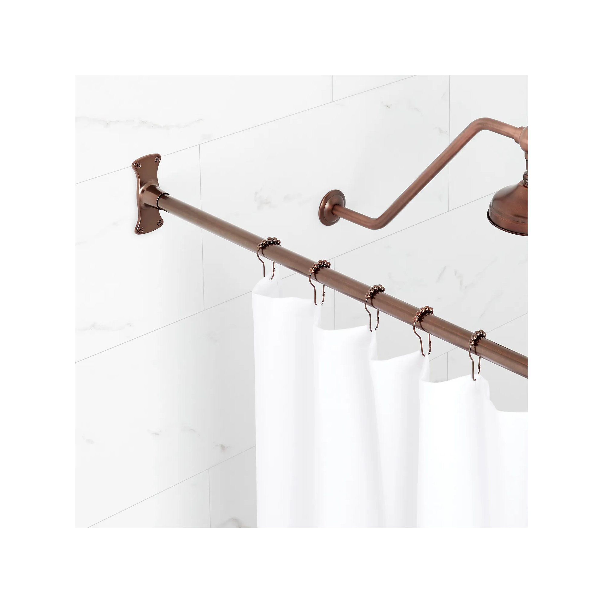 60" Brass Straight Shower Curtain Rod, Oil Rubbed Bronze