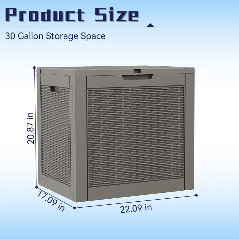 30-gal Water Resistant Resin Lockable Deck Box, Brown-Gray