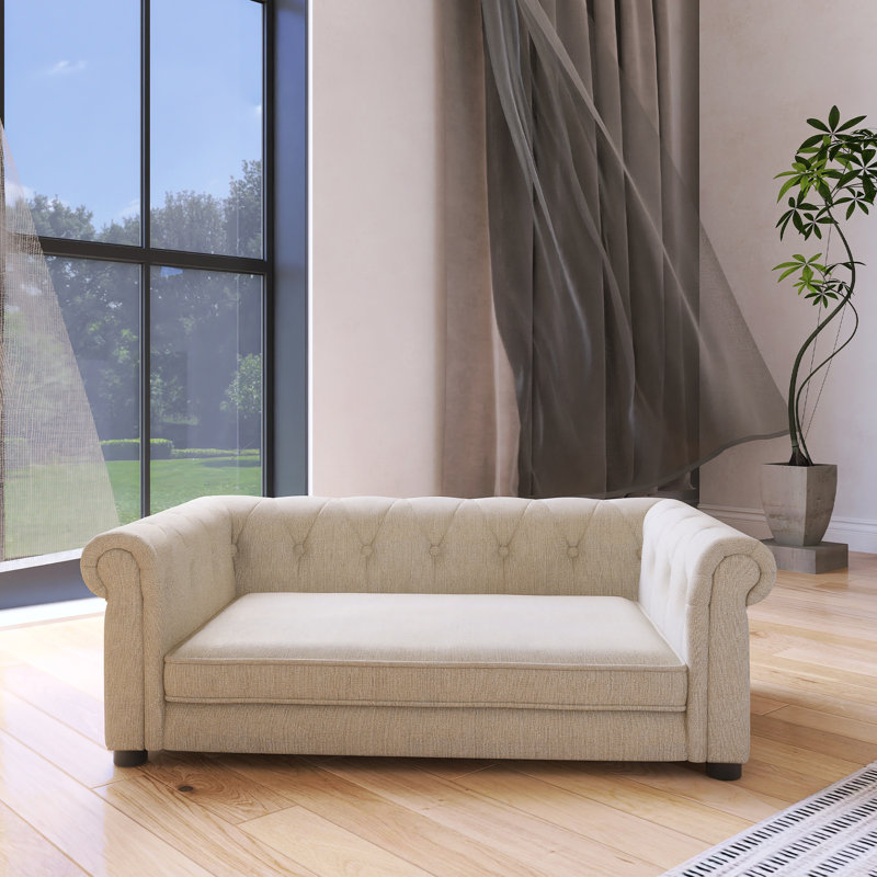 Lit pour chien élégant et rectangulaire pour petits et moyens chiens, Beige