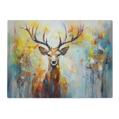 Stag Abstract  Glass Chopping Board