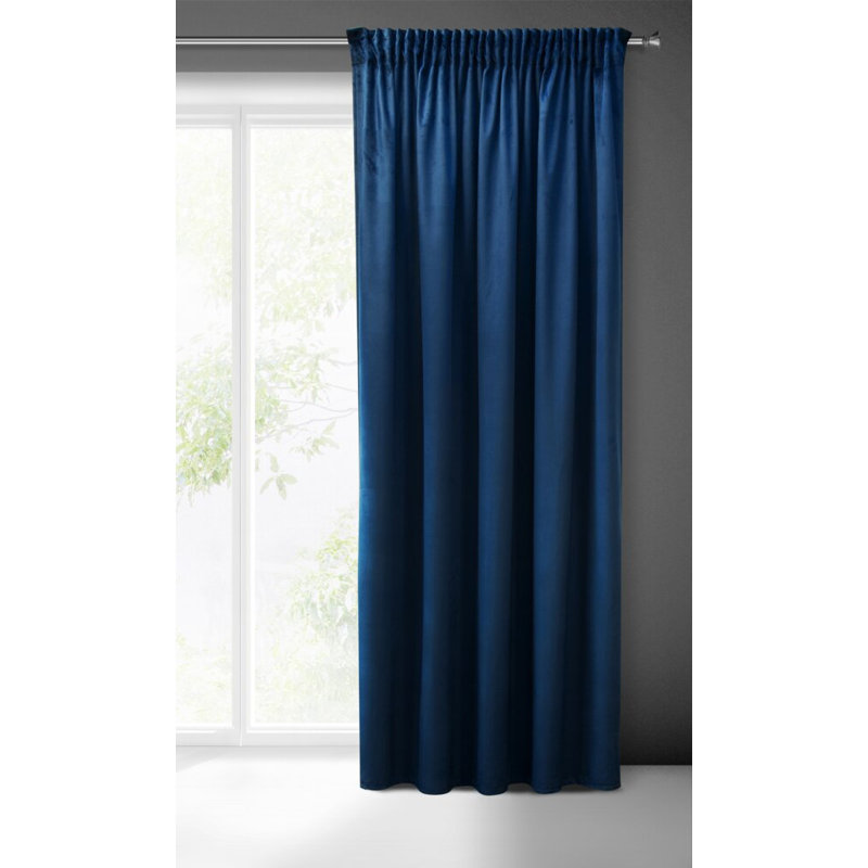 Zas Polyester Blackout Eyelet Curtain Panel, Blue navy