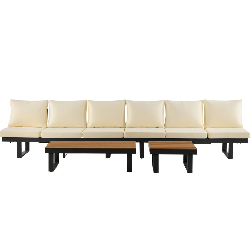 Ensemble de sièges de patio inclinables et réglables avec surfaces météorologiques et coussins confortables - Dossiers ergonomiques d'extérieur beige