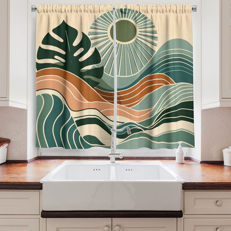 Monstera Kitchen Curtain, 55" W x 24" L