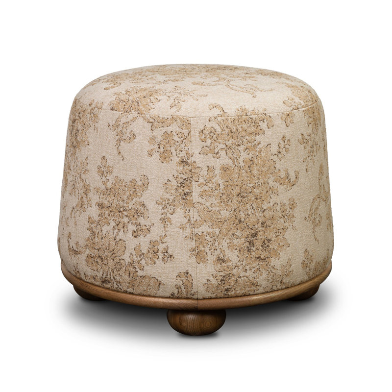 Bilbury Round Ottoman, Almond Oak Damask