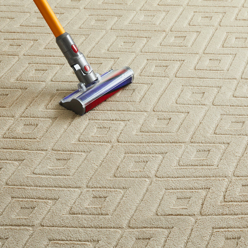 Hollow Geometric High-Low Rug., Rectangle 80 x 150 cm, Hollow Square Beige