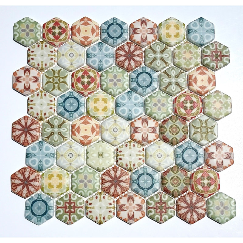 1.5" x 1.5" Glass Honeycomb Mosaic Tile