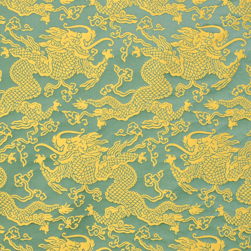 Ruan Dragon Damask Fabric, Gold